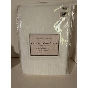 BED BATH & BEYOND WHITE CRUSHED VOILE SEMI SHEER 2 PANELS CURTAINS 50 X 84 NEW